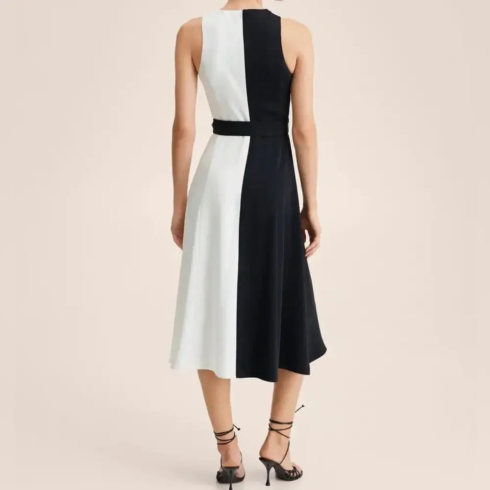 Mango Monochrome Dress White Black New - Picture 5 of 10